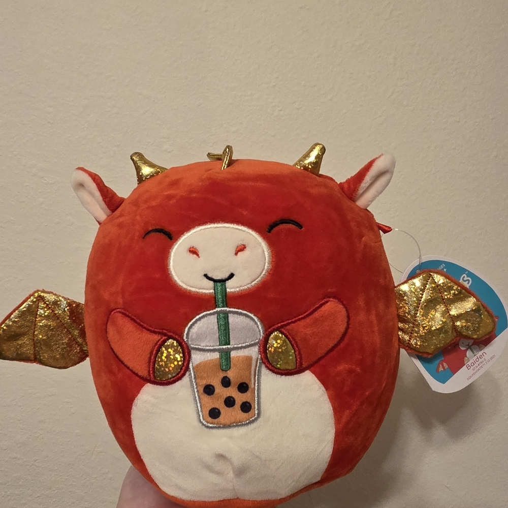 Squishmallow Baiden Dragon With Boba Tea Kelly Toys